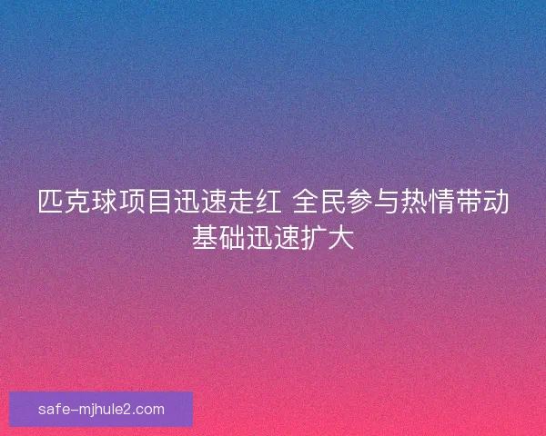 匹克球项目迅速走红 全民参与热情带动基础迅速扩大